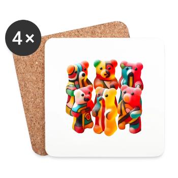Gummibärchen mit abstraktem Muster - Untersetzer (4er-Set) - Weiß - Vorne
