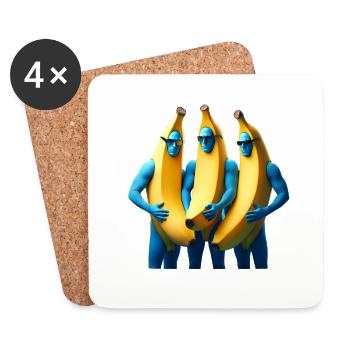3 blaue Männer im Bananenkostüm - Untersetzer (4er-Set) - Weiß - Vorne