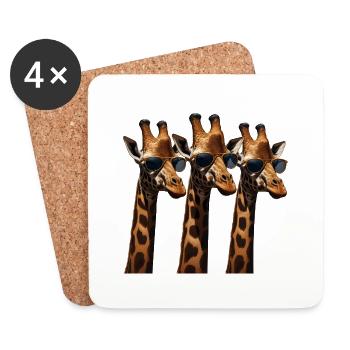 3 Giraffen mit Sonnenbrillen - Untersetzer (4er-Set) - Weiß - Vorne