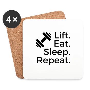 Lift Eat Sleep Repeat T-shirt - Dessous de verre (lot de 4) - blanc - Devant