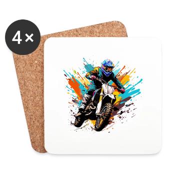 Motocross - Untersetzer (4er-Set) - Weiß - Vorne