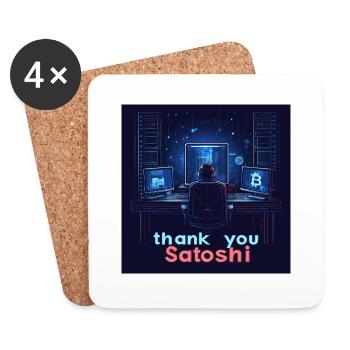 Bitcoin Satoshi - Dessous de verre (lot de 4) - blanc - Devant