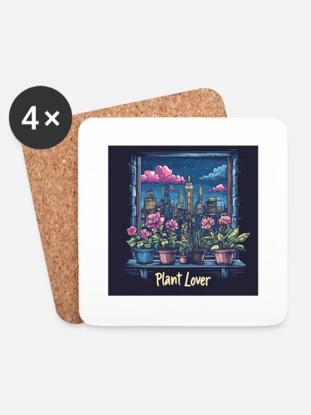 Plant lover NYC - Untersetzer (4er-Set) - Weiß