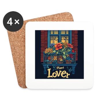 Amoureux des plantes - Dessous de verre (lot de 4) - blanc - Devant