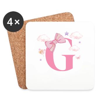 Letter g pink clouds - Coasters (set of 4) - white - Front