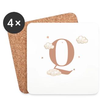 Letter Q Clouds Stars - Coasters (set of 4) - white - Front
