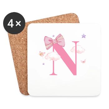 Letter n pink clouds - Coasters (set of 4) - white - Front