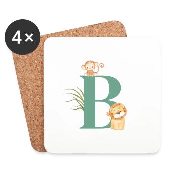 Letter b green jungle animals - Coasters (set of 4) - white - Front