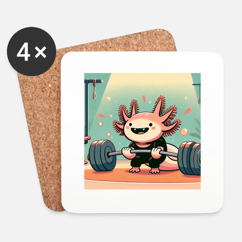 Muscle-Lotl – Starker Axolotl - Untersetzer (4er-Set) - Weiß