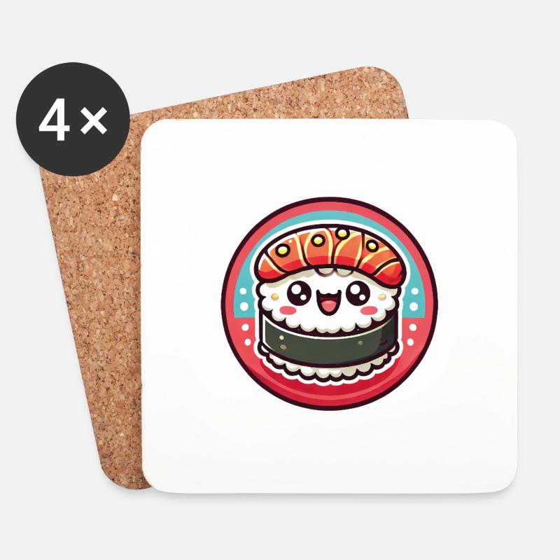 Cute Sushi - Untersetzer (4er-Set) - Weiß