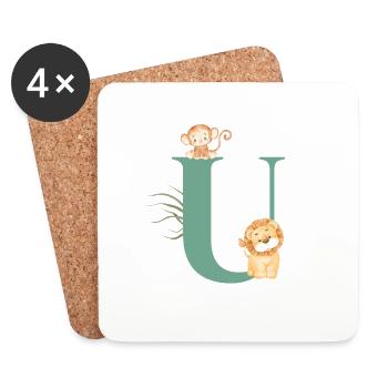 Letter u green jungle animals - Coasters (set of 4) - white - Front