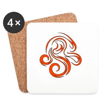 Mouvement et fluidité en orange et noir - Dessous de verre (lot de 4) - blanc - Devant