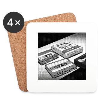 90s cult objects: Comic look for Walkman & Co. - Coasters (set of 4) - white - Front