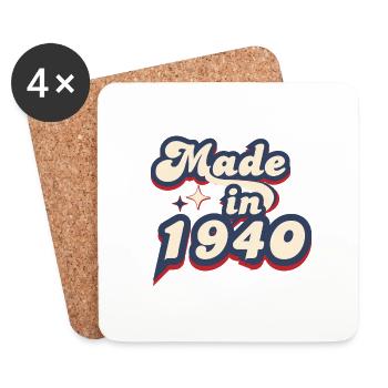 Made in 1940 retro - Dessous de verre (lot de 4) - blanc - Devant