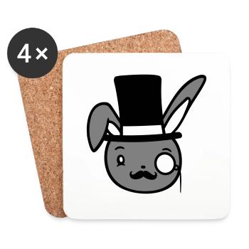 Mr. Bunny Gentleman Top Hat Monocle Glasses - Coasters (set of 4) - white - Front
