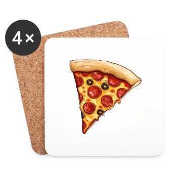 Pizza - Dessous de verre (lot de 4) - blanc - Devant