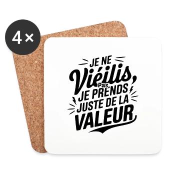 Je ne vieillis pas je prends de la valeur - Dessous de verre (lot de 4) - blanc - Devant