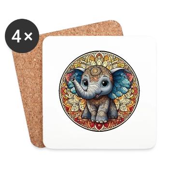 Indian mantra elephant junior - Coasters (set of 4) - white - Front