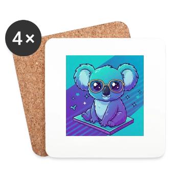 Drôle de koala avec des lunettes - 90s vibes - Dessous de verre (lot de 4) - blanc - Devant