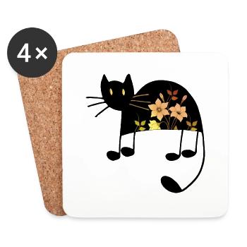 Katze - Untersetzer (4er-Set) - Weiß - Vorne