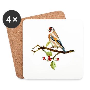 Bunter Vogel - Untersetzer (4er-Set) - Weiß - Vorne