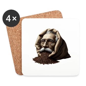 Mann in Kaffeebohnen - Untersetzer (4er-Set) - Weiß - Vorne