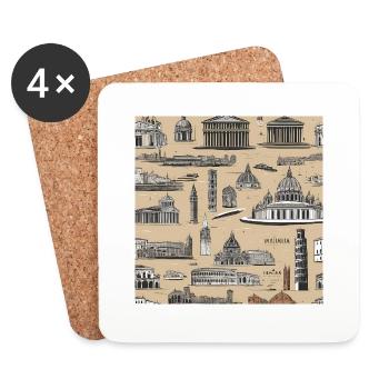 Villes italiennes - Dessous de verre (lot de 4) - blanc - Devant