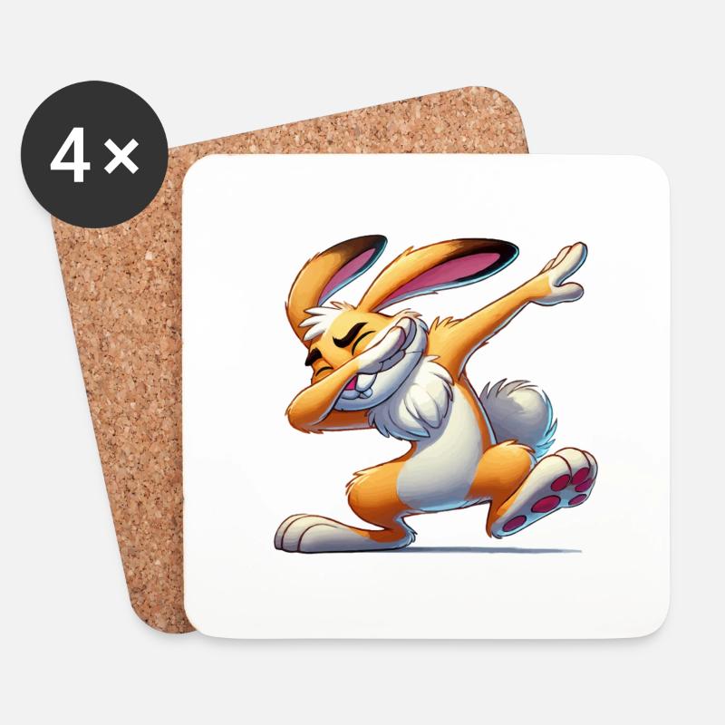 hase dabbing comic - Untersetzer (4er-Set) - Weiß