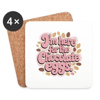 Je suis là pour les œufs en chocolat Lustig Ostern Eier - Dessous de verre (lot de 4) - blanc - Devant