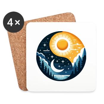 Yin Yang Soleil et Lune - Dessous de verre (lot de 4) - blanc - Devant