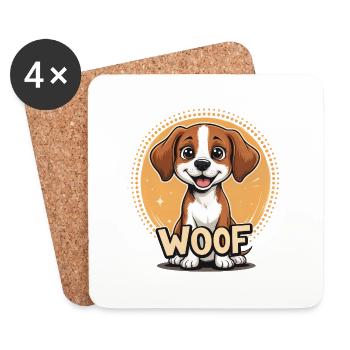 Dog says WOOF - Coasters (set of 4) - white - Front