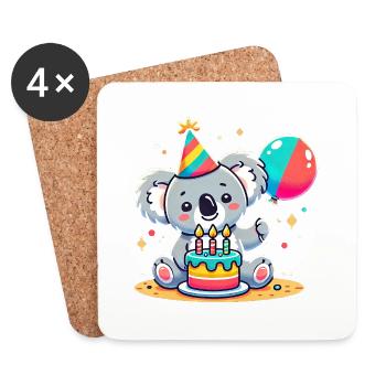 Koala Kid Celebrating Birthday - Untersetzer (4er-Set) - Weiß - Vorne