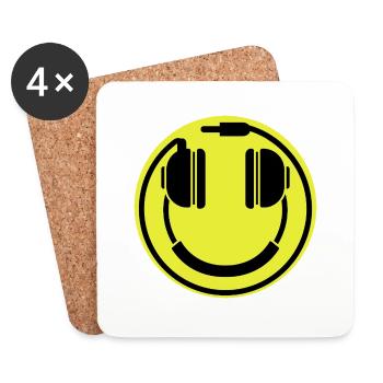 DJ Groove Kopfhörer Happy Face - Untersetzer (4er-Set) - Weiß - Vorne