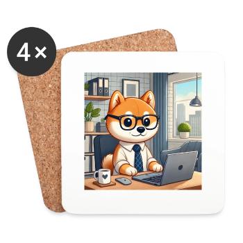 Shiba dad at work - Coasters (set of 4) - white - Front