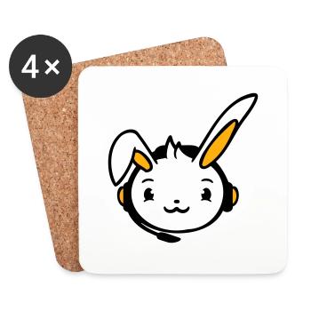 Bunny Plays Console Casque Gamer Nerd Casque - Dessous de verre (lot de 4) - blanc - Devant