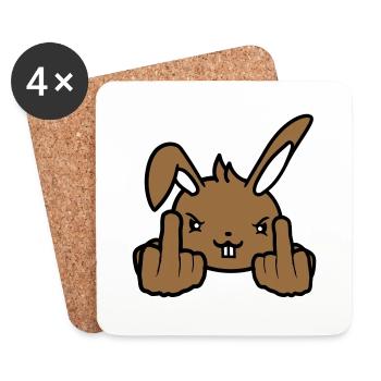 Bunny Middle Finger Show Nasty Naughty Insulting - Coasters (set of 4) - white - Front