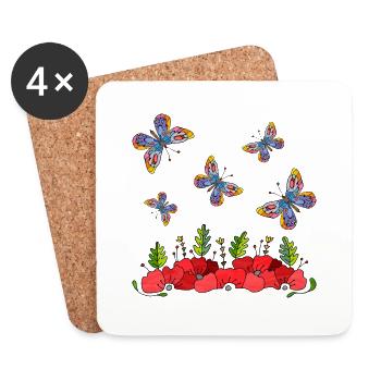 Schmetterlinge - Untersetzer (4er-Set) - Weiß - Vorne
