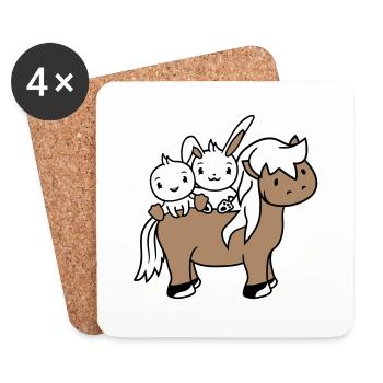 2 Bunny Bird Équitation Cavalier Cheval Ondulant - Dessous de verre (lot de 4) - blanc - Devant