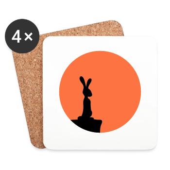 Rabbit Moon Cliff Mountain Night Round Sun Peeps Stands - Coasters (set of 4) - white - Front