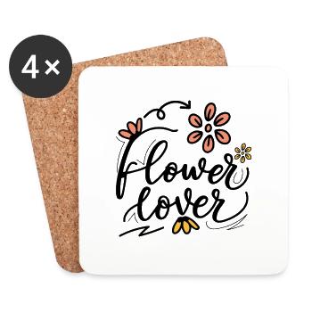 Amateur de fleurs Coloré Floral Design texte Art - Dessous de verre (lot de 4) - blanc - Devant