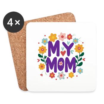 Ma Maman - Amour de l’Art Floral - Dessous de verre (lot de 4) - blanc - Devant