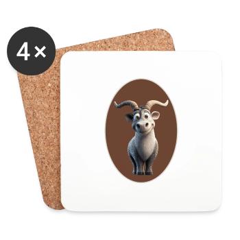 Nashorn Steinbock - Untersetzer (4er-Set) - Weiß - Vorne