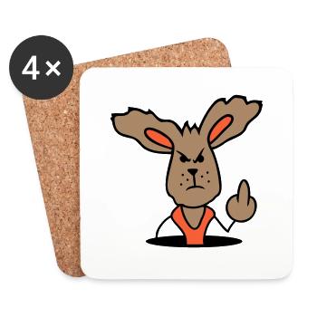 Lapin Majeur Montrer Méchant Coquin Insultant - Dessous de verre (lot de 4) - blanc - Devant