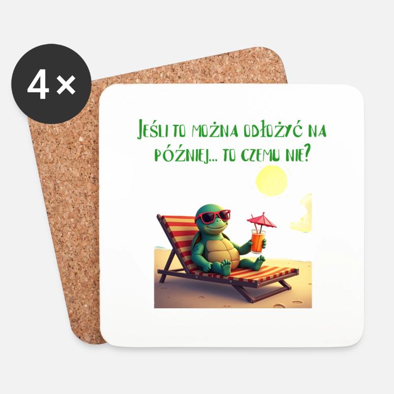 Entspannte Schildkröte - Untersetzer (4er-Set) - Weiß
