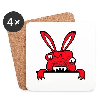 Hase Monster Böse Gefährlich Cool Halloween Horror - Untersetzer (4er-Set) - Weiß - Vorne