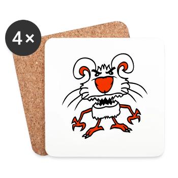 Hase Monster Böse Gefährlich Cool Halloween Horror - Untersetzer (4er-Set) - Weiß - Vorne