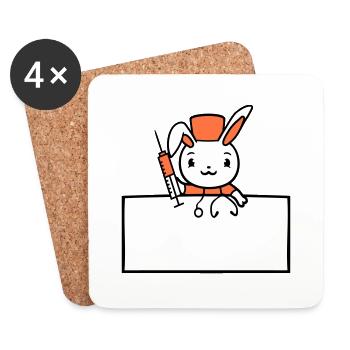 Bunny Doctor Seringue Infirmière Hôpital - Dessous de verre (lot de 4) - blanc - Devant