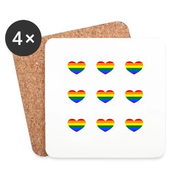 Regenbogen Herz LGBTQ - Untersetzer (4er-Set) - Weiß - Vorne