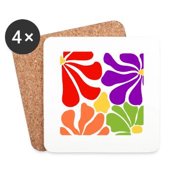 Explosion Florale - Design Coloré et Dynamique - Dessous de verre (lot de 4) - blanc - Devant