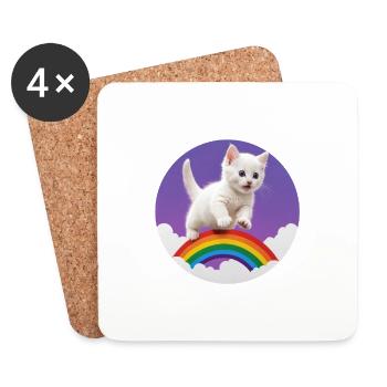 White Kitten Rainbow 2 - Coasters (set of 4) - white - Front